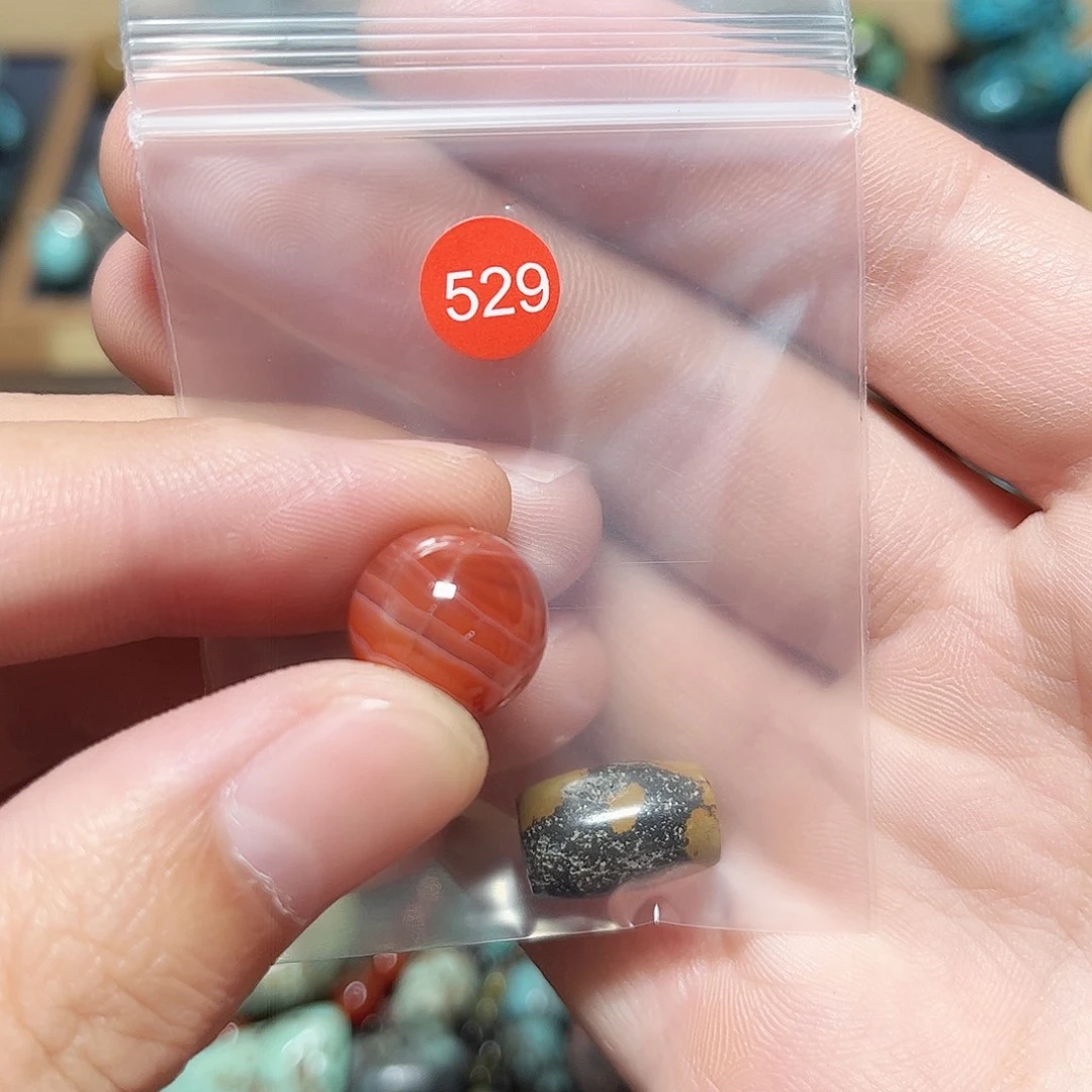 *****玛瑙/玉髓未镶嵌圆珠桶珠老型手串！！