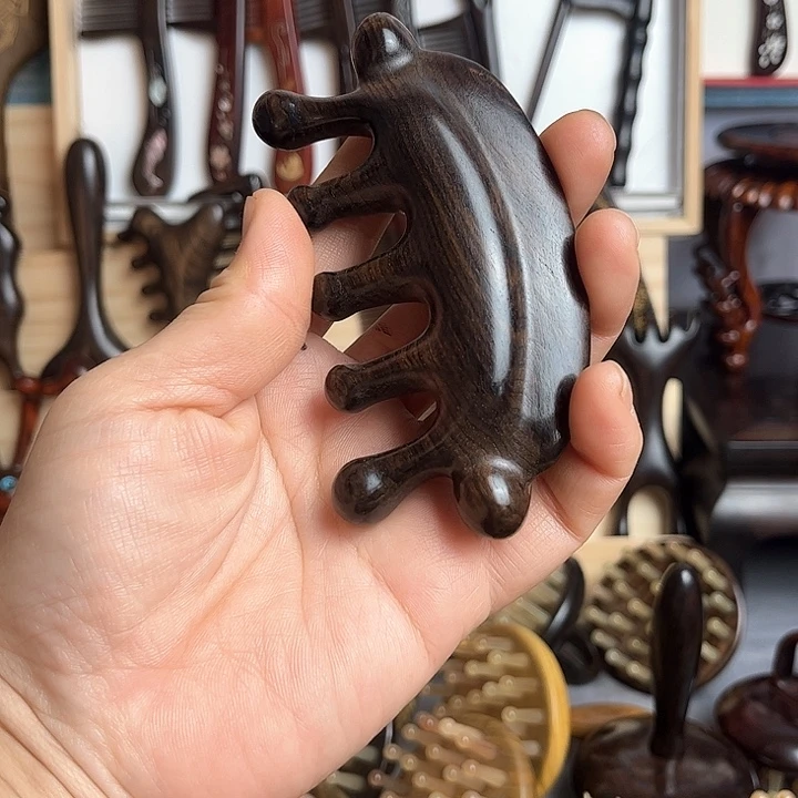 交趾黄檀（大红酸枝）乌木按摩梳子