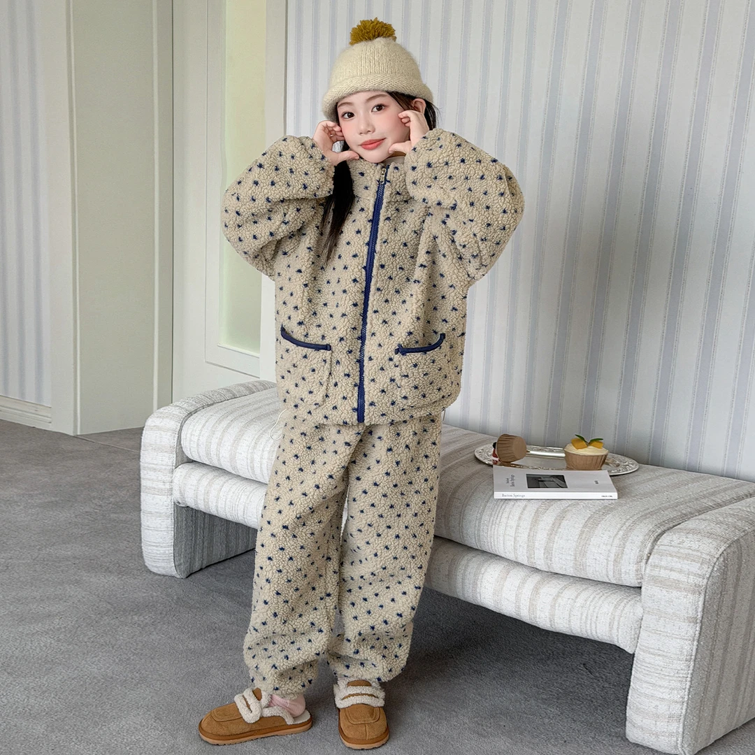 冬季儿童睡衣女童2025新款珊瑚绒加厚加绒套装女孩可外穿家居服潮