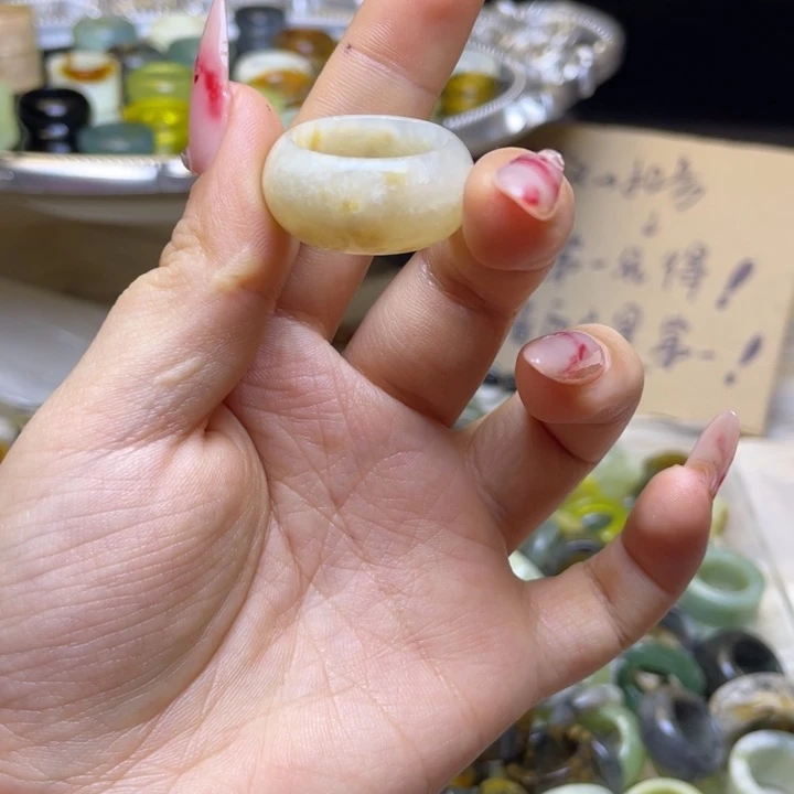 蛇纹石玉合金戒指137-19