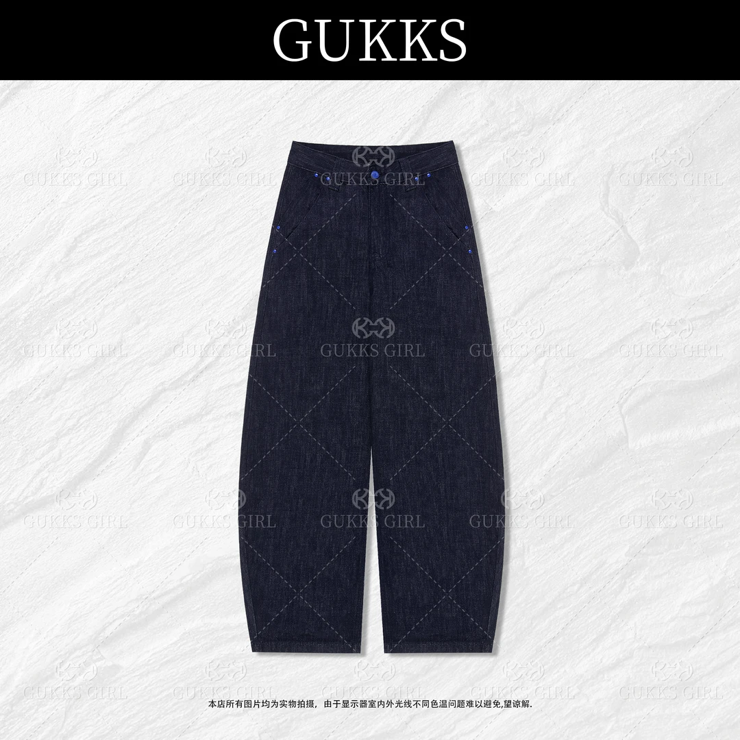 明明GUKKS『舒适百搭』2025新款薄款水洗高腰宽松显瘦休闲牛仔裤