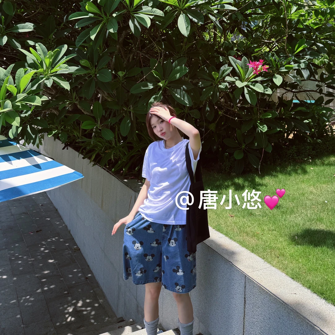 【唐小悠童装】定制款超韩系米奇牛仔中裤