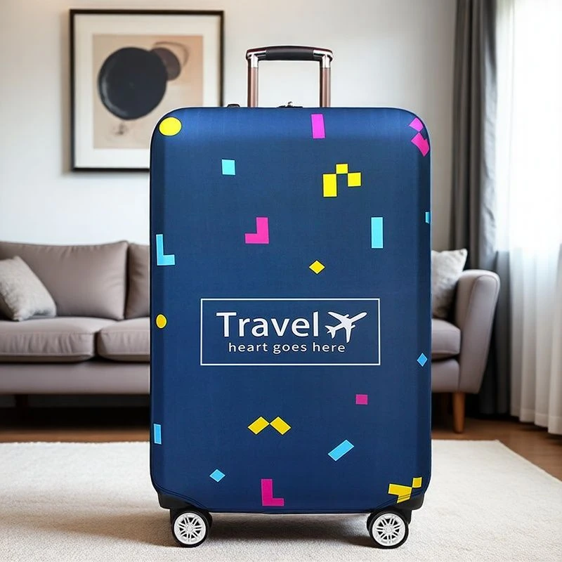 俄罗斯方块蓝 26寸的旅行箱托运保护套 行李箱保护套防尘耐磨弹力