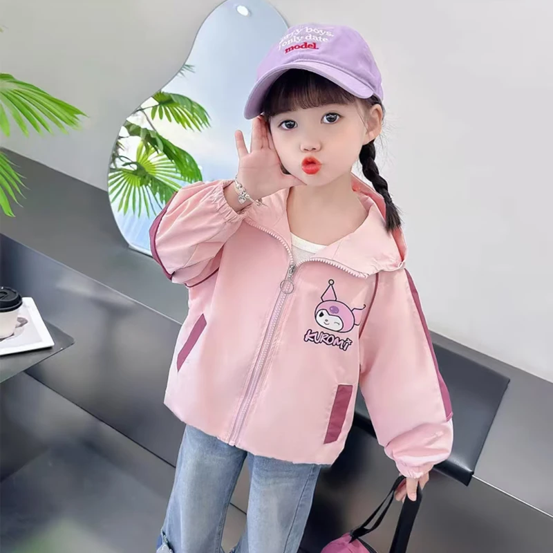 女童2025春秋新款洋气百搭女宝宝中小童春款冲锋衣连帽宽松外套
