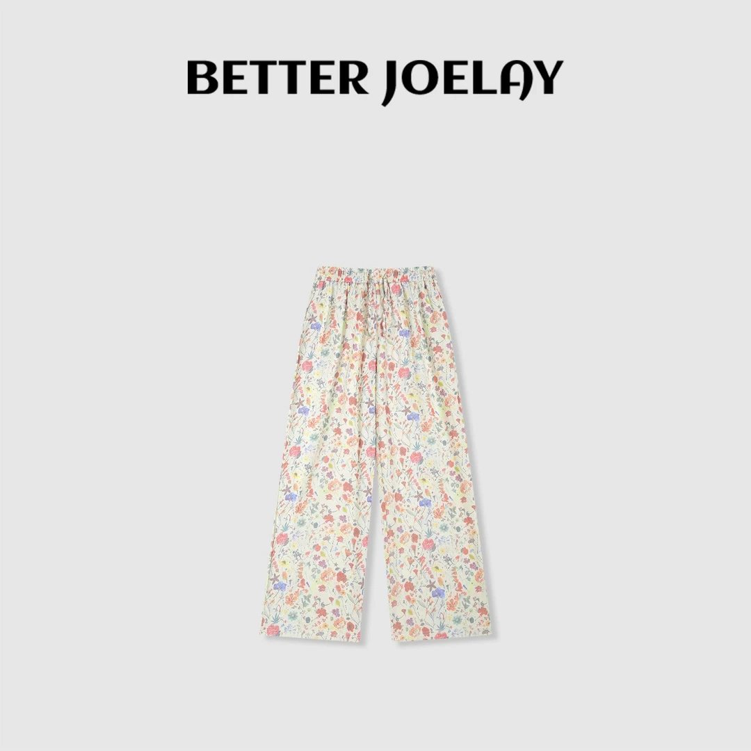 BETTER JOELAY-【小杂花】时尚直筒裤子微宽松百搭休闲风KKH2279