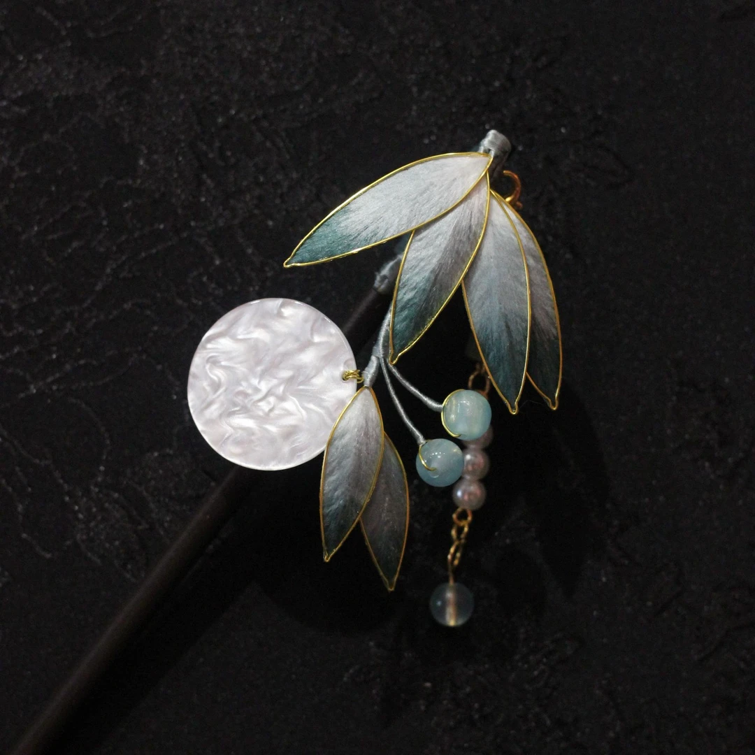 唐集客、非遗手工复古国风绒花、花元月影相间发簪