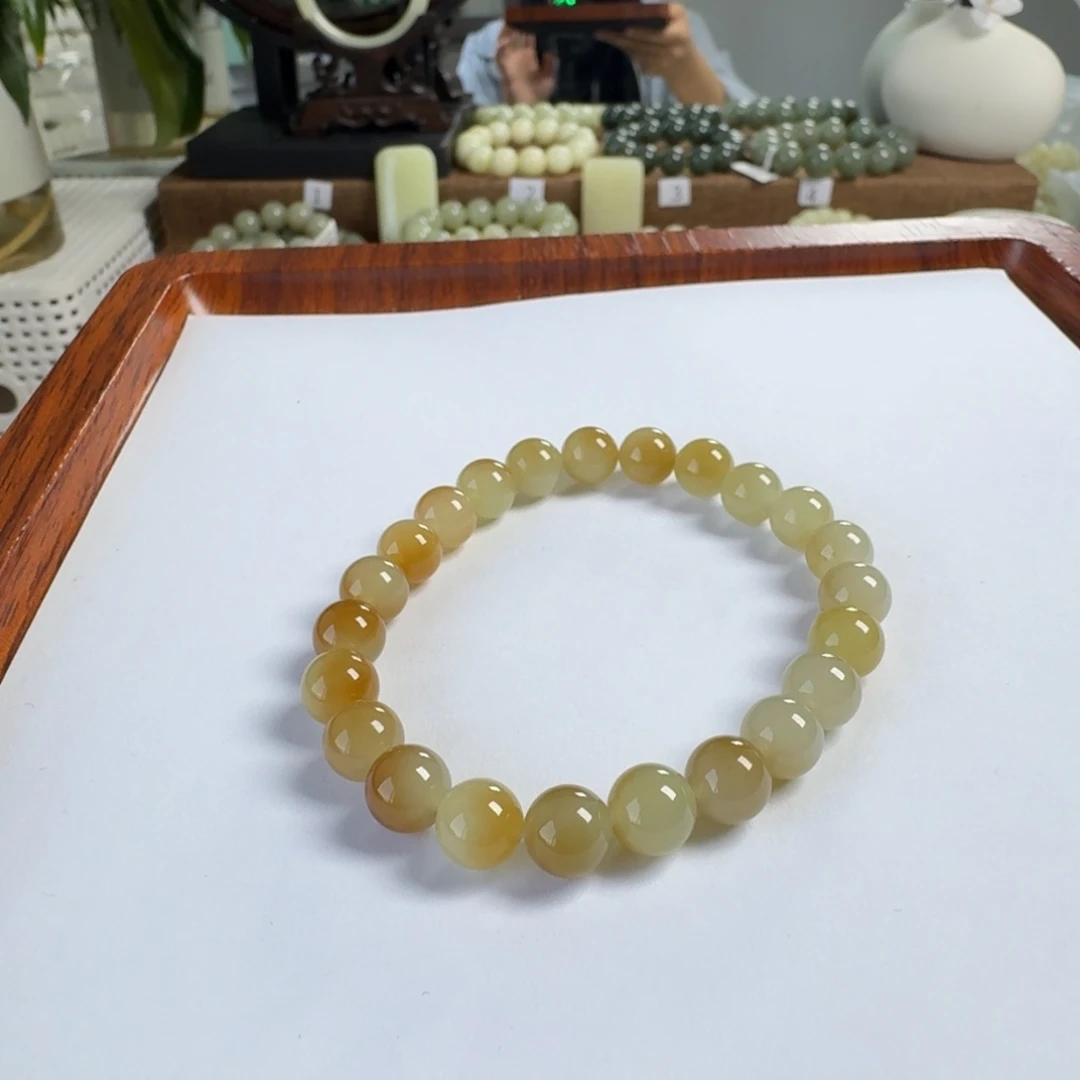 一***豆手链未镶嵌和田玉（糖玉）