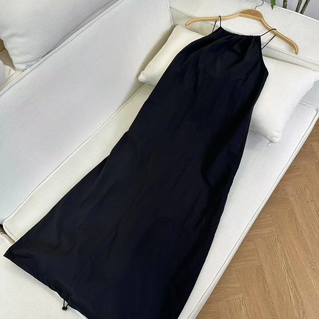 夏季新款时尚设计款抽绳细吊带连衣裙H3460