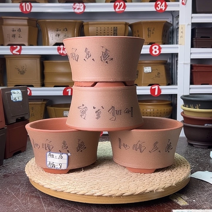 紫砂花盆蛇年大吉