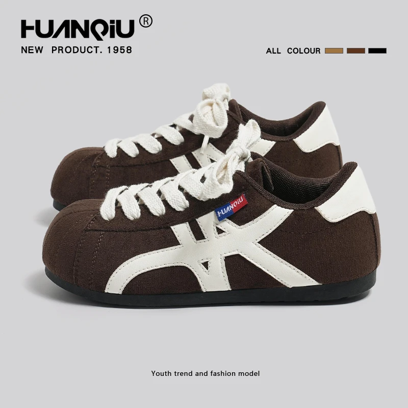 环球复古内增高德训鞋女2025冬冬新款学生休闲板鞋软底丑萌运动鞋