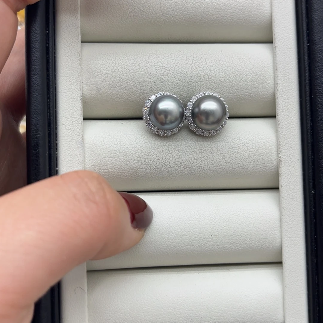 海水珍珠耳饰银S925镶嵌