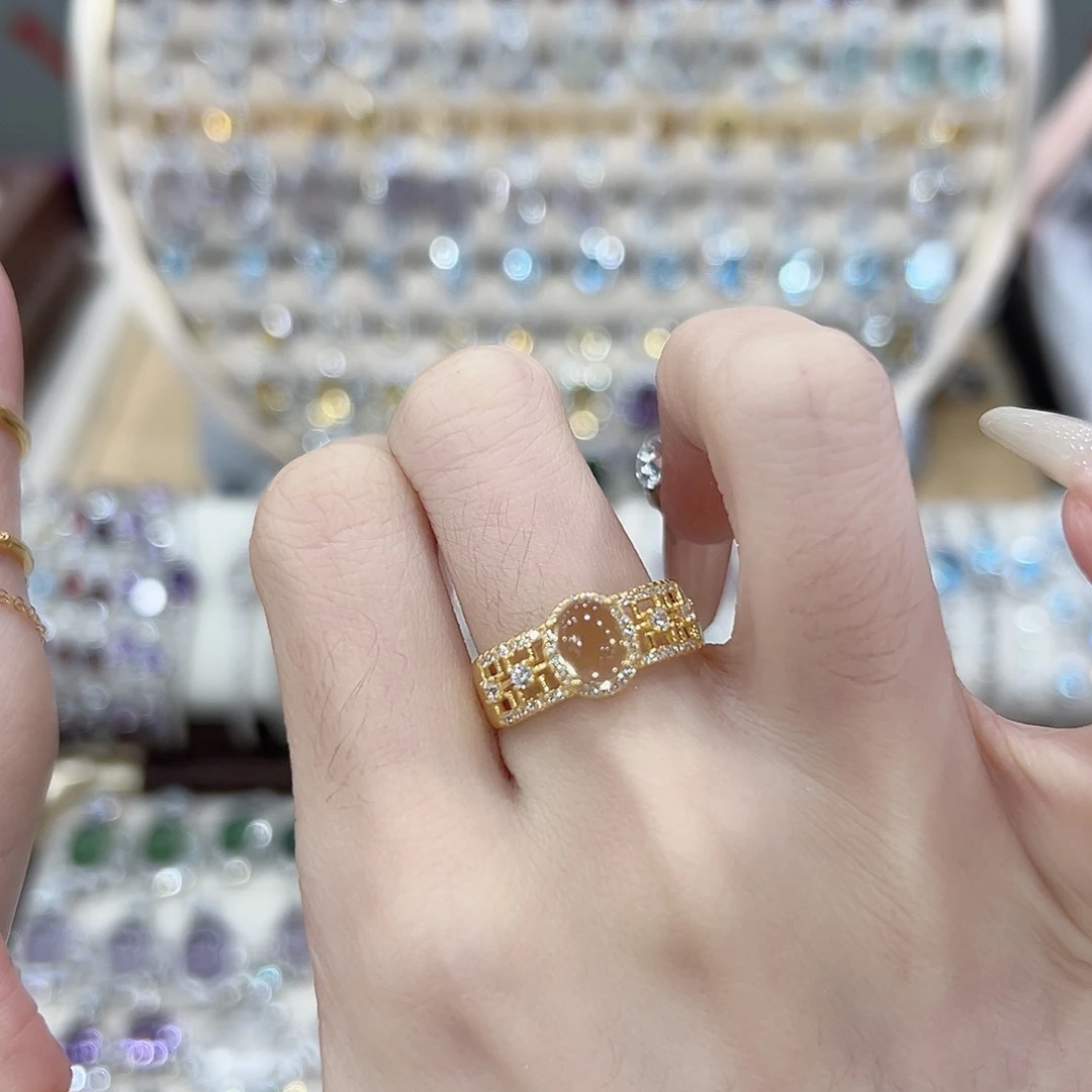 明***儿黄晶银S925镶嵌戒指