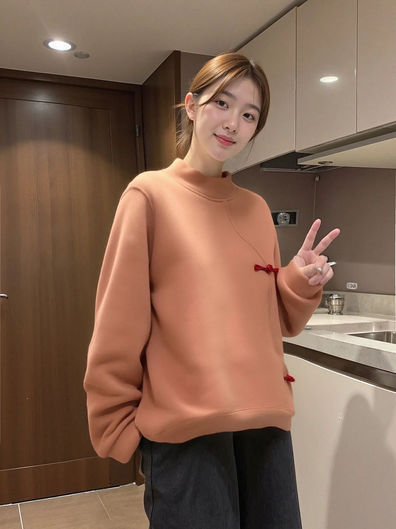 女士设计感国风卫衣保暖休闲加绒潮流休闲百搭时尚舒适卫衣H900