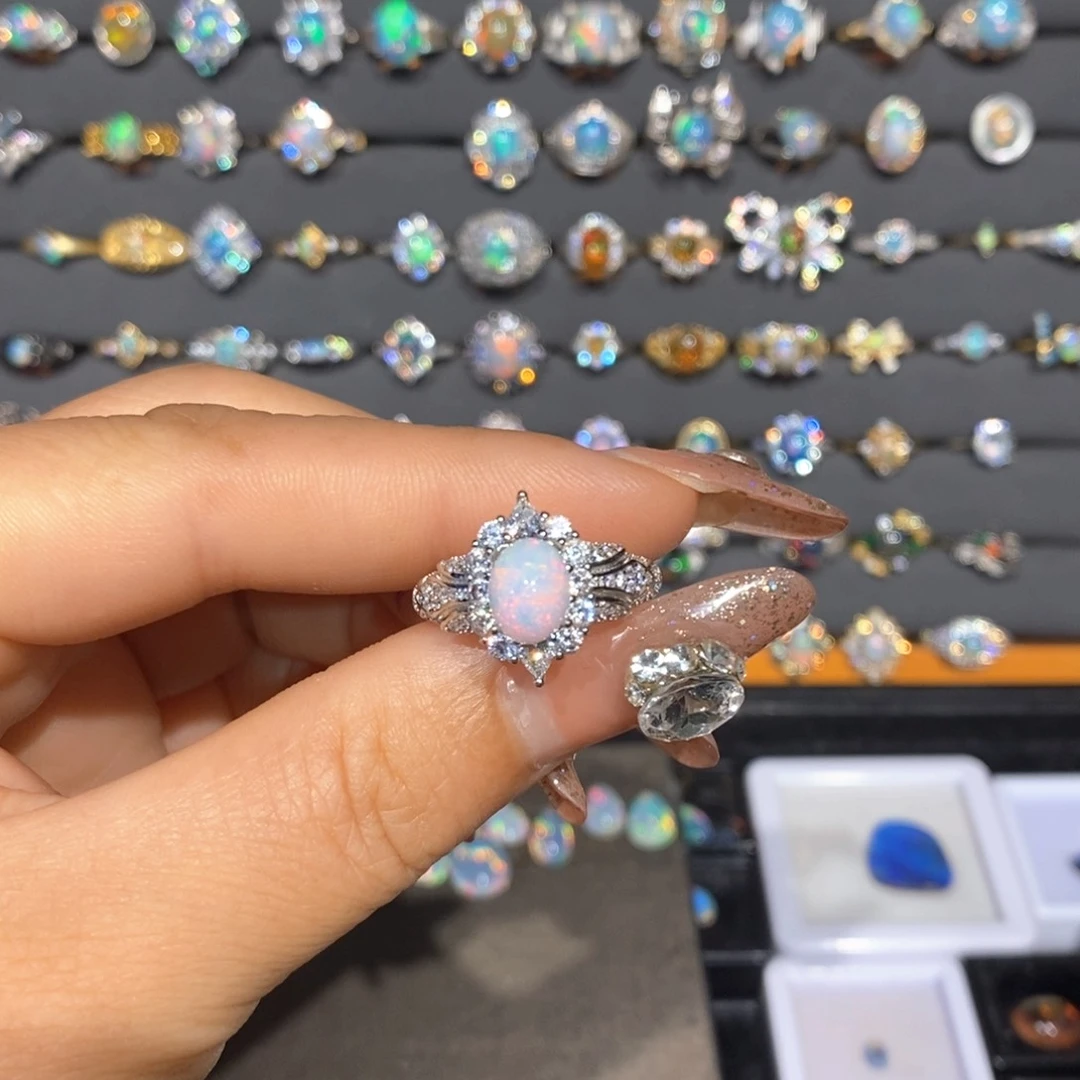 欧泊银S925镶嵌欧泊戒指