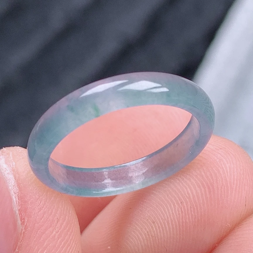 天然翡翠A货老坑冰种天空蓝翡翠戒指指环11-12号圈口内径16mm$13