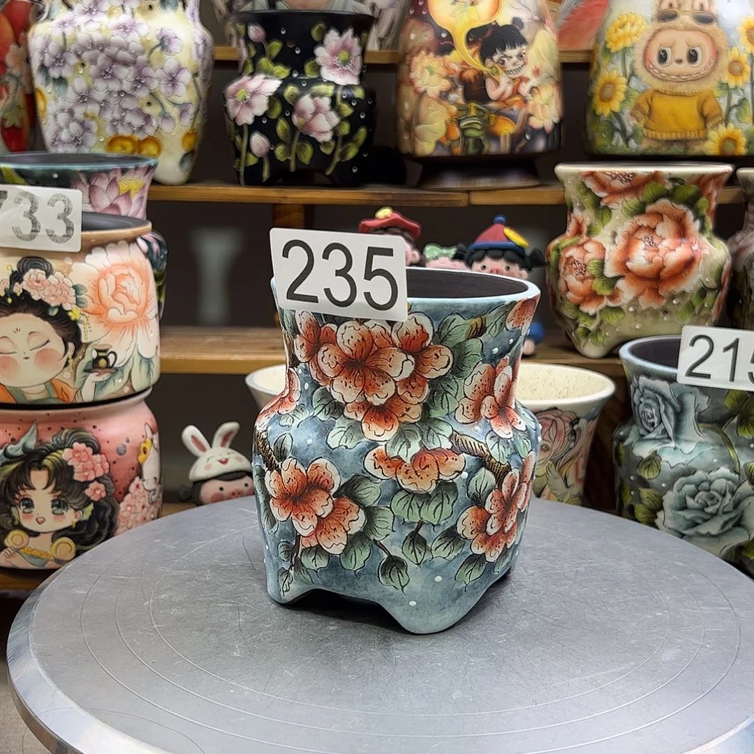 景德镇炫彩手绘口9.5高12.5