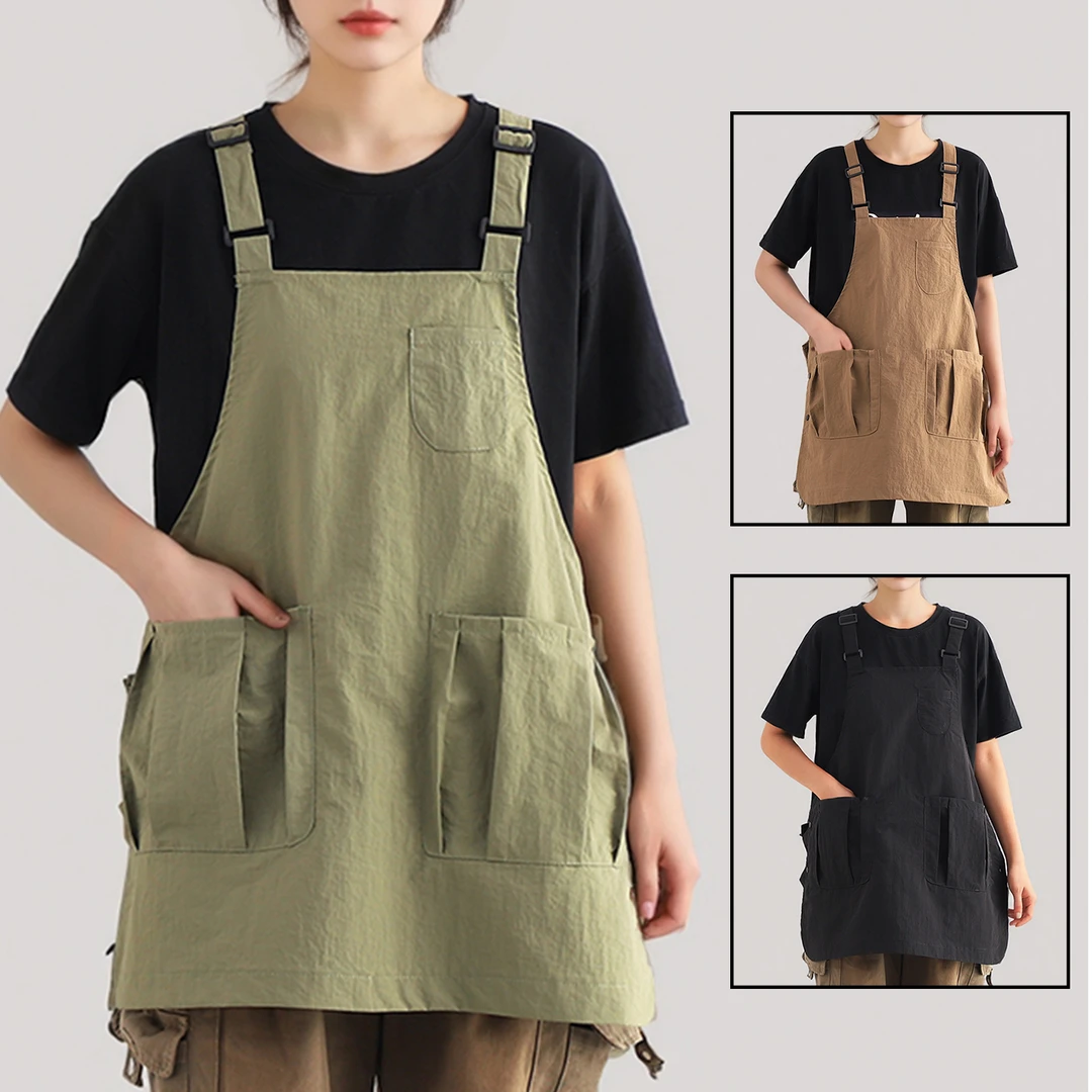 简约时尚防泼水围裙家用厨房奶茶店定制logo印字餐饮专用工作围腰