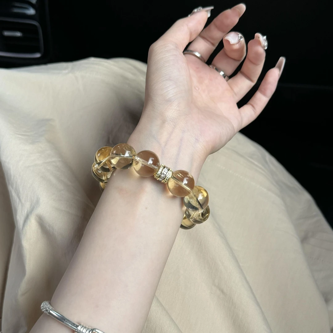 收藏级天然黄水晶手串女款黄色水晶手链吸金好运高级感多样性发一
