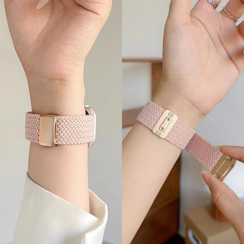 【狂甩不掉】适用iwatchS10新款磁吸S9编织S8表带女夏ultra高级感SE