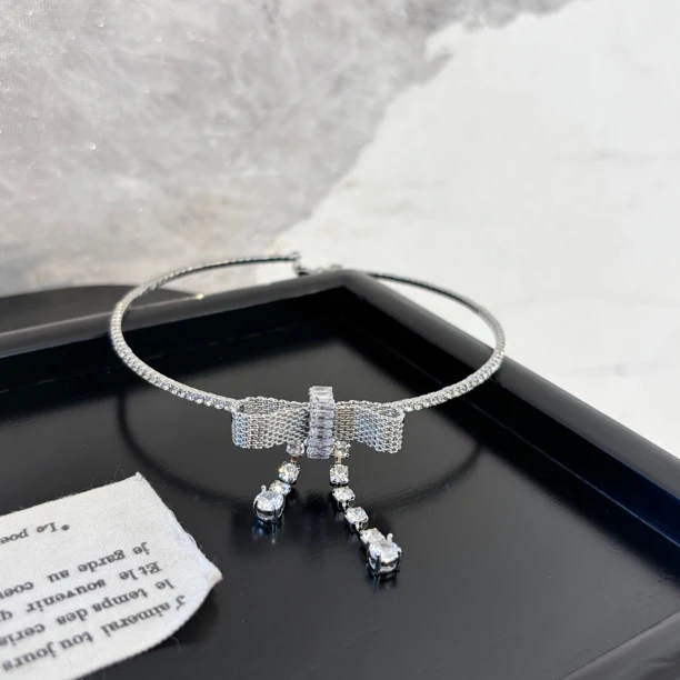 铜合金合成锆石项链 蝴蝶结z项链XL3126