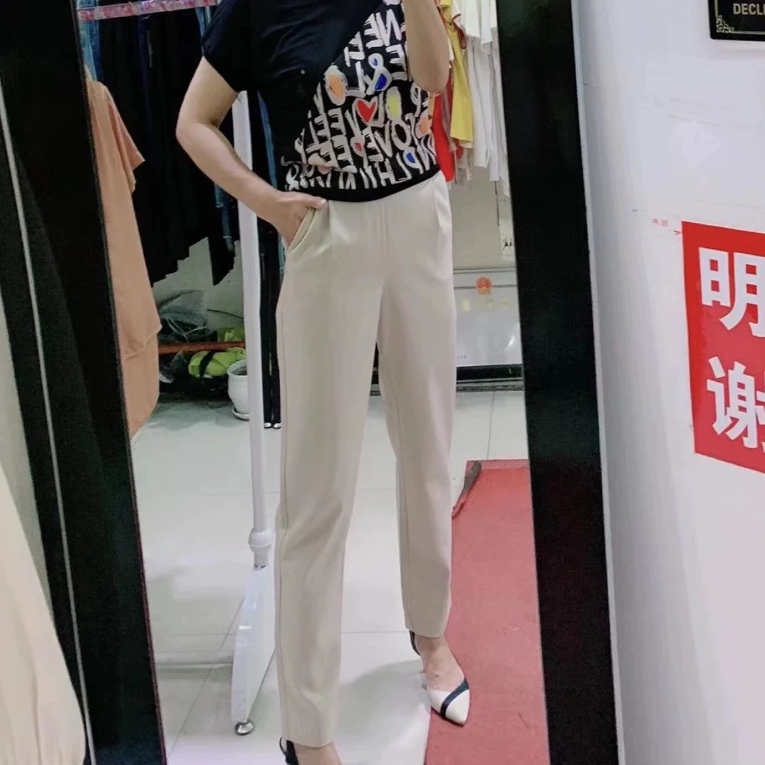 【尤西子】 秋款 时尚休闲裤长裤 九分裤松紧腰大码百搭通勤