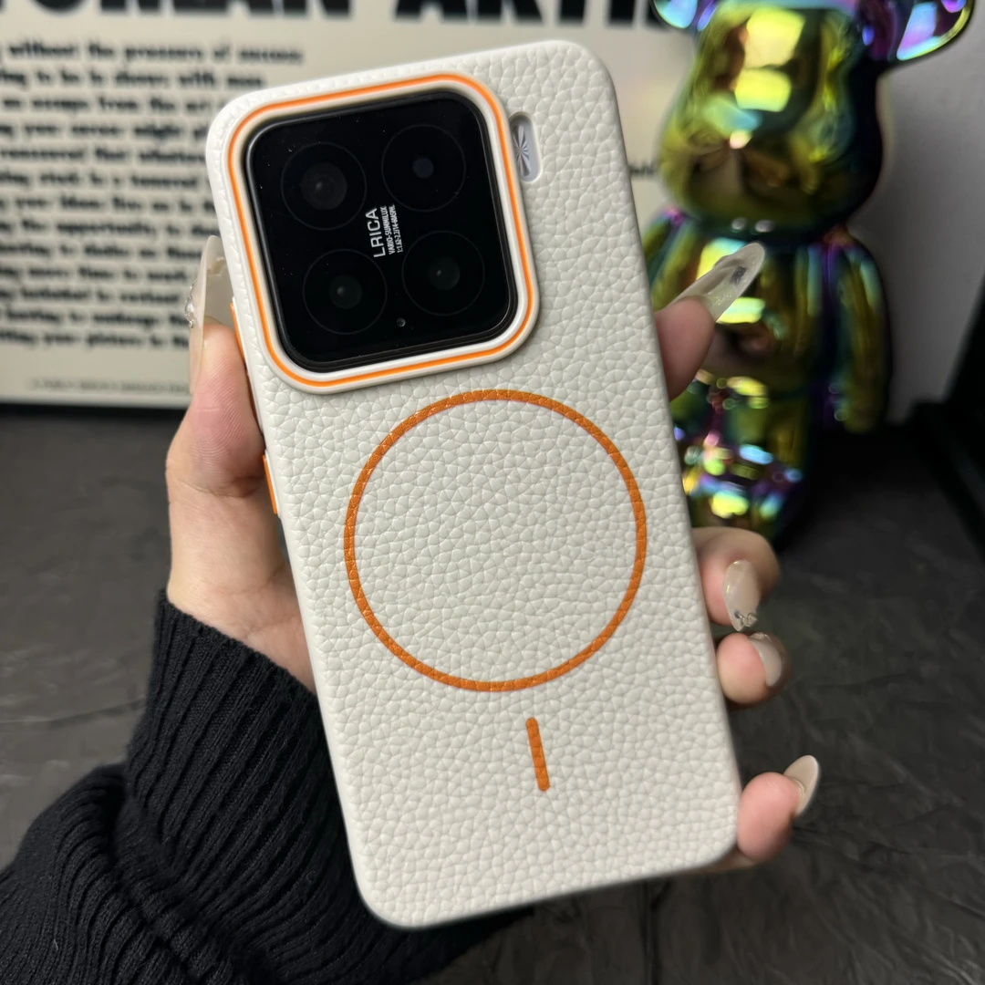 适用小米15手机壳新款15/14Pro磁吸荔枝纹防摔商务14ultra套13Pro