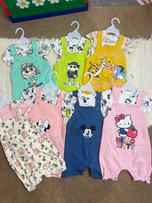 波妞家 特价短袖背带裤两件套