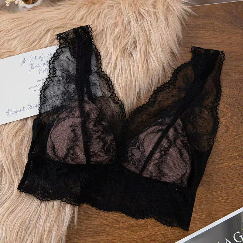 语萱娜【90-200】法式蕾丝性感聚拢固定杯大码内衣女AXMB012