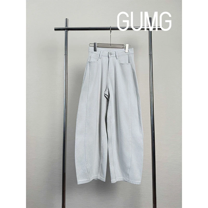【女装优选】GUMG-美式浅色阔版纯色牛仔裤GM20200