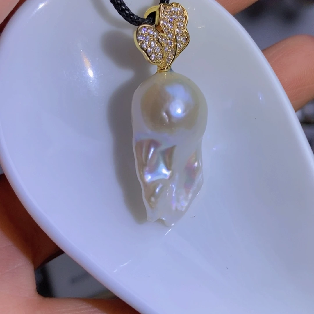 银S925镶嵌天然淡水珍珠淡水珍珠
