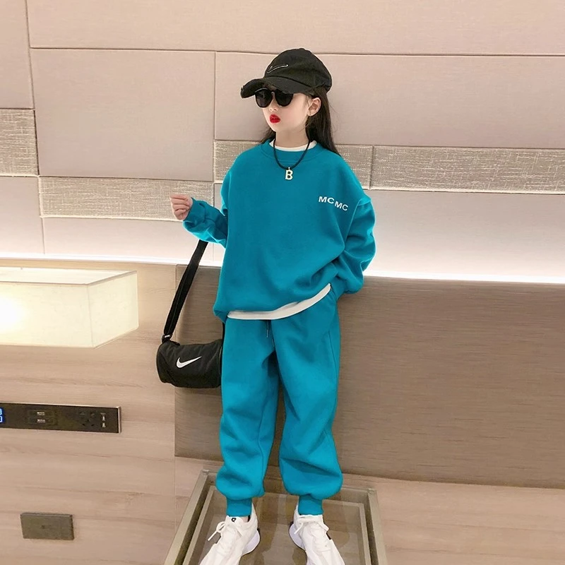 女童卫衣套装春秋2025新款女孩大童运动春装儿童时髦洋气两件套潮