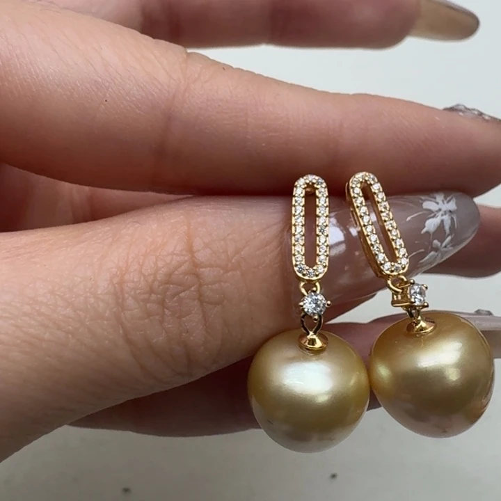 银S925镶嵌海水珍珠耳饰