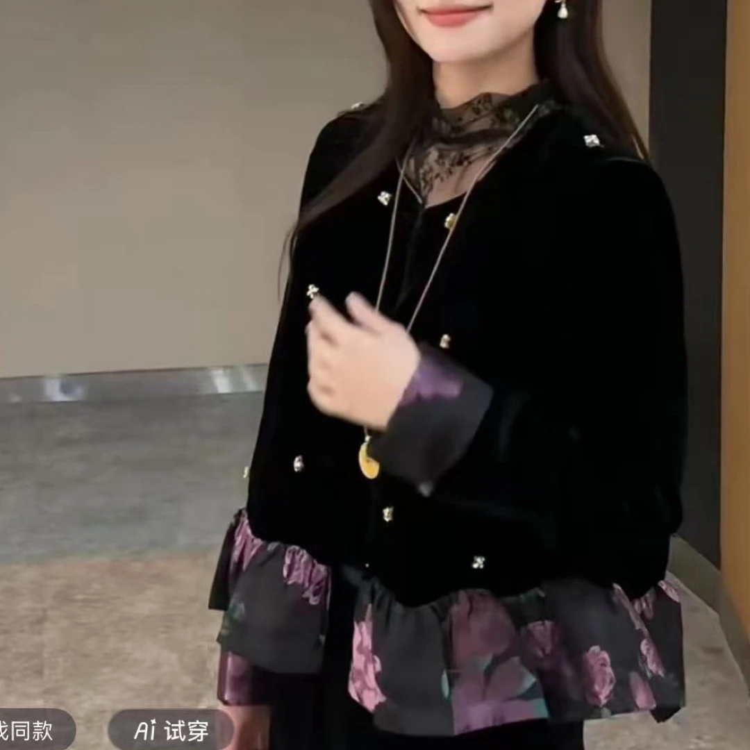 新中式长袖拼接圆领时尚马甲2025早秋中青年外穿显瘦坎肩上衣女潮