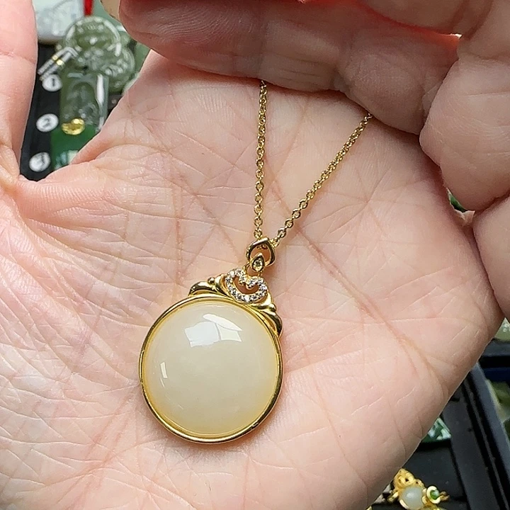 和田玉银S925镶嵌颈饰