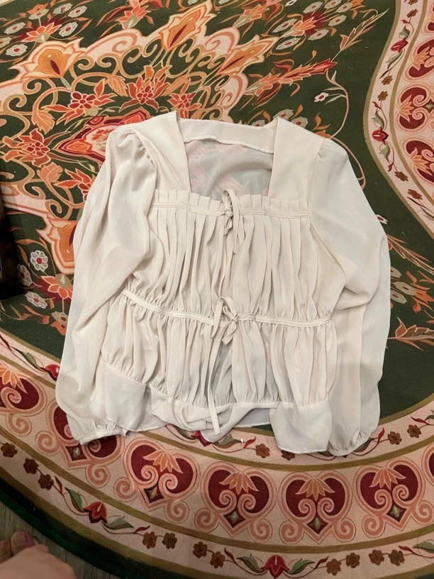 【黄雨萱】方领韩系很仙雪纺衬衫