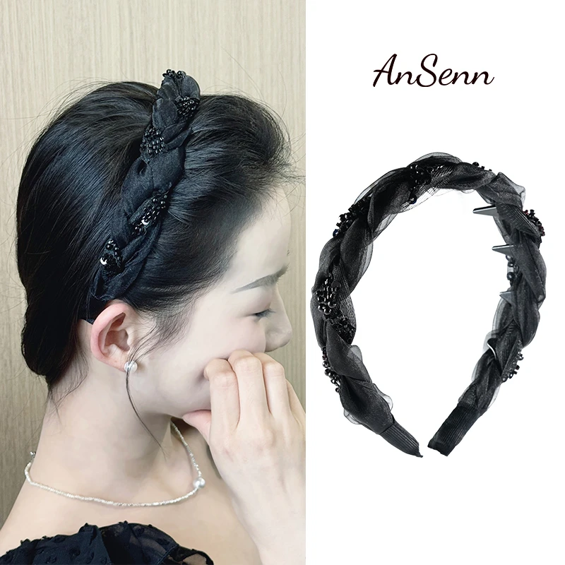 【小魏总珠宝】扭扭蕾丝发箍高级氛围感配饰轻纱缠绕水钻串珠满天星