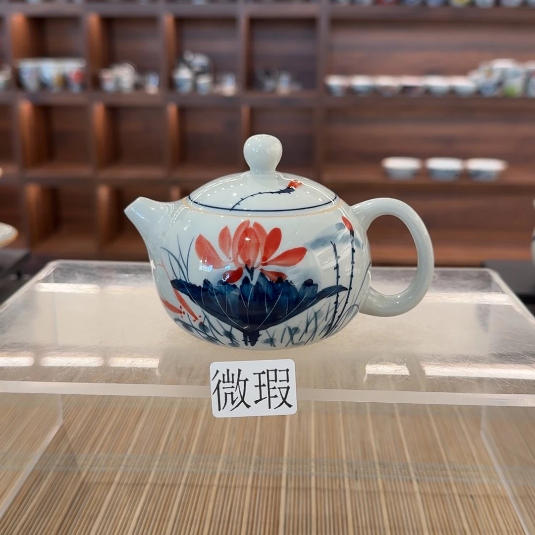 釉下手绘茶具微瑕