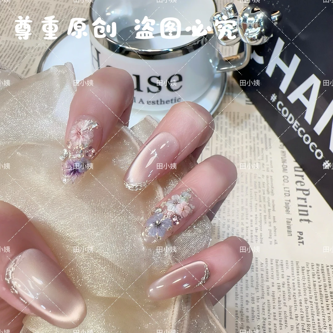 【莫奈花园】手工穿戴甲气质款光疗美甲