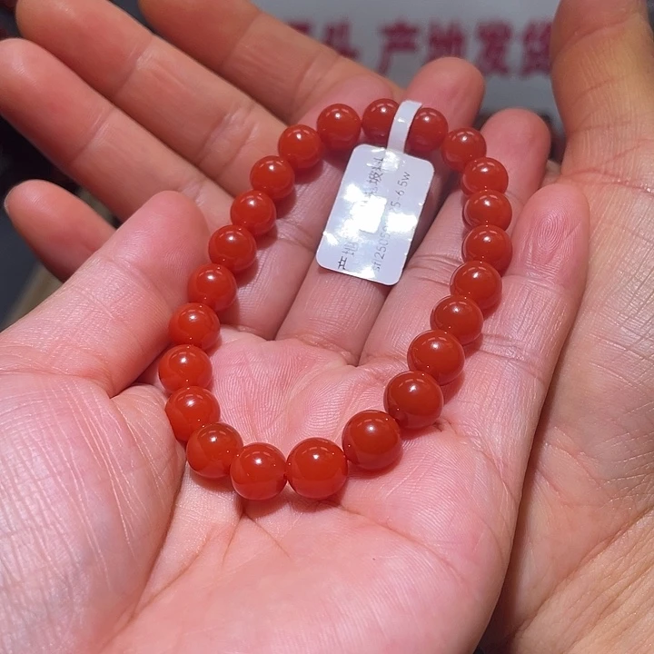 南红玛瑙原矿南红览坡锦红卡8手串未镶嵌