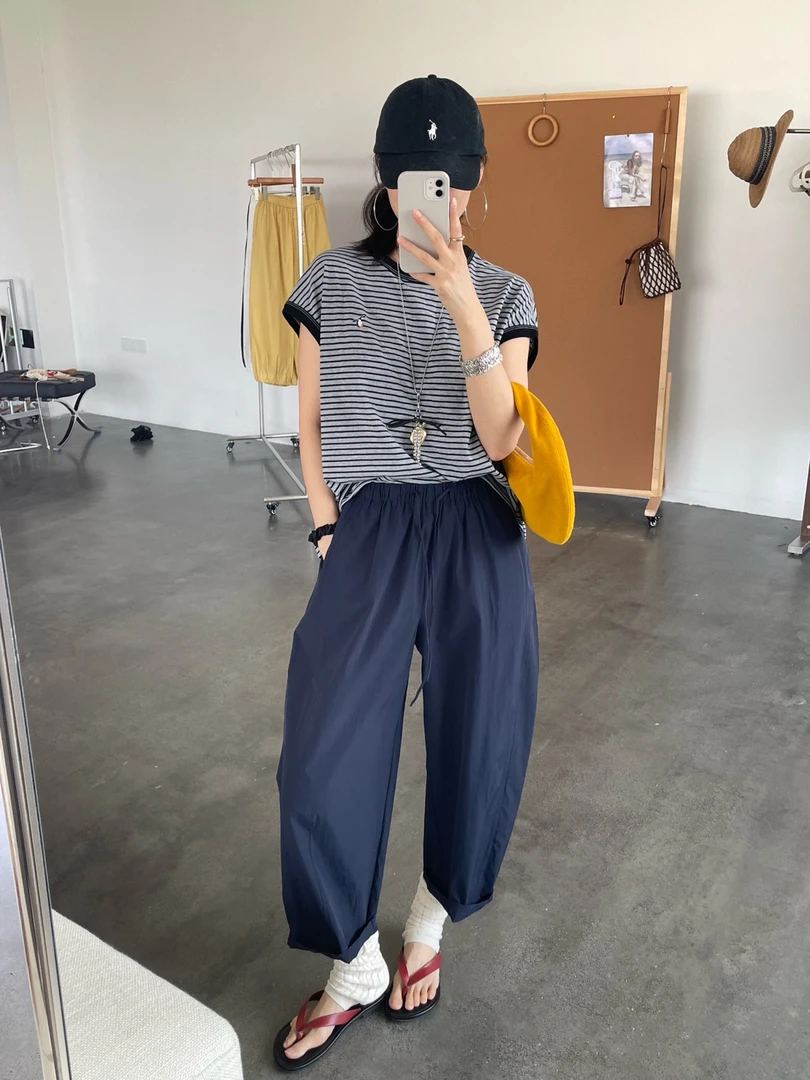 FUJIA STYLE新款时尚百搭简约气质休闲纯色阔腿裤K6340