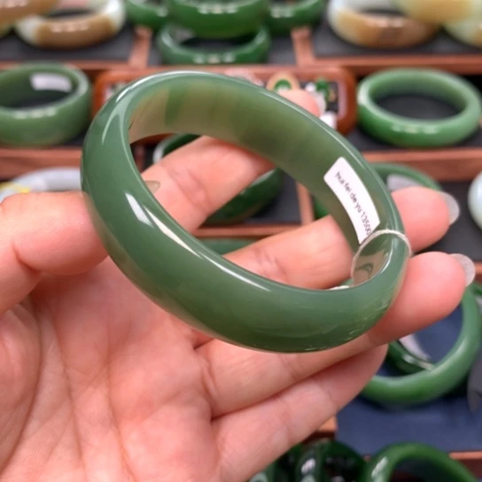 和田玉（碧玉）手镯未镶嵌6061圈口
