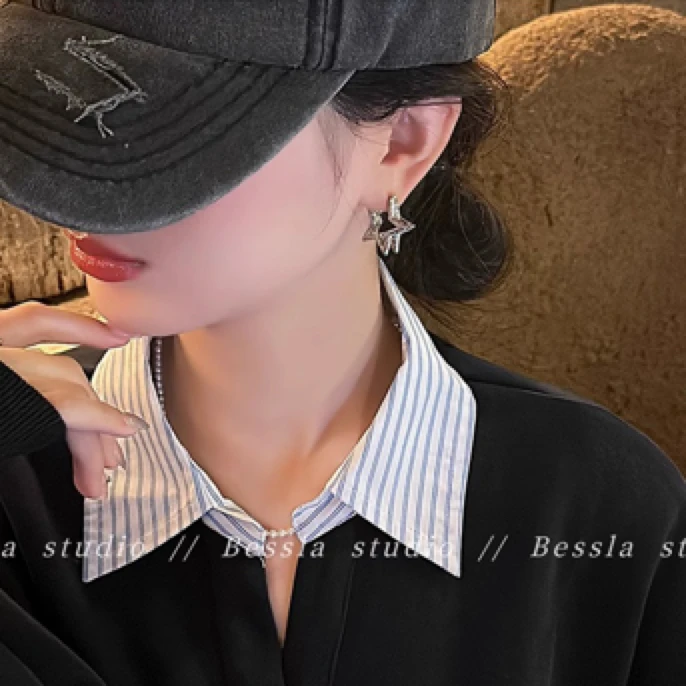 铜合金耳饰 Al6391折角五角星耳环设计感气质耳饰简约百搭甜美耳