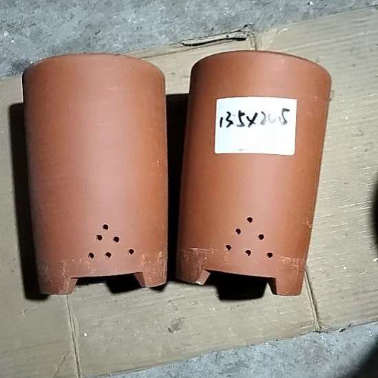 紫砂红泥大笔筒两个