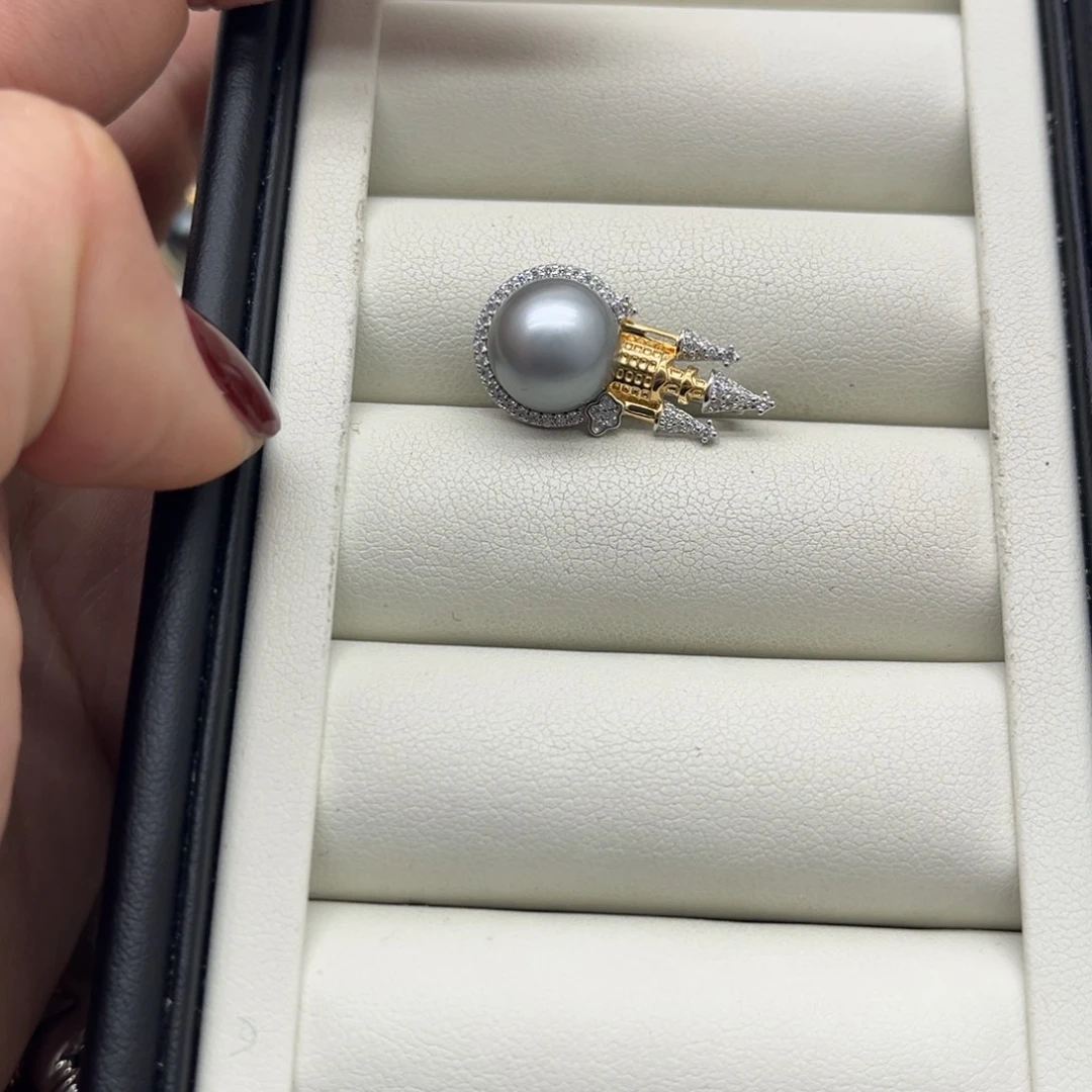 吊坠(不含链)银S925镶嵌海水珍珠