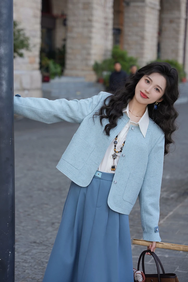 琦琦【海盐苏打水】港风复古短款春季外套气质时尚女YS1113095