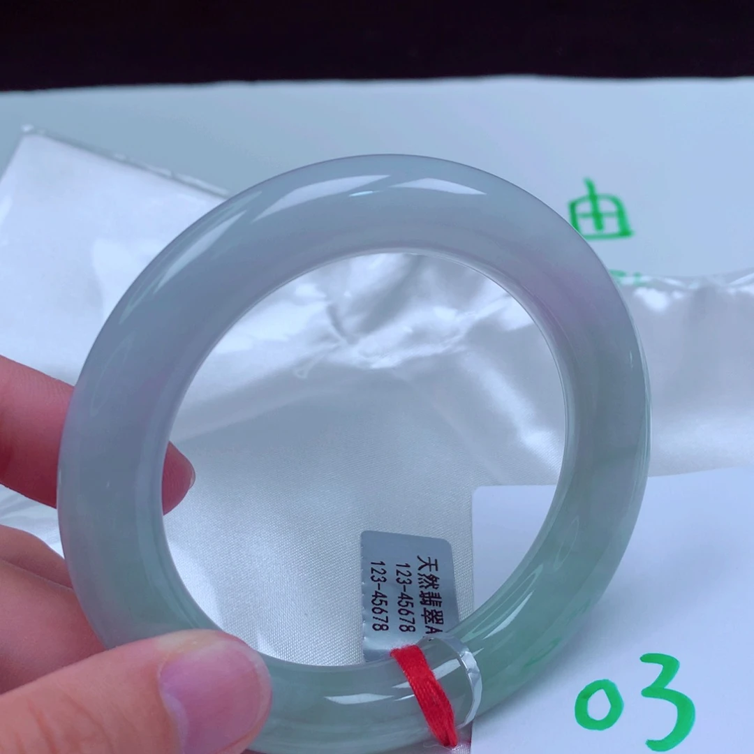 未镶嵌手镯翡翠缅甸天然A货翡翠手镯57.5胖圆条