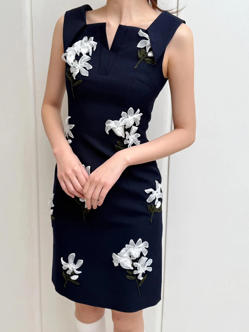 【lunan】重工立体丝带绣连衣裙