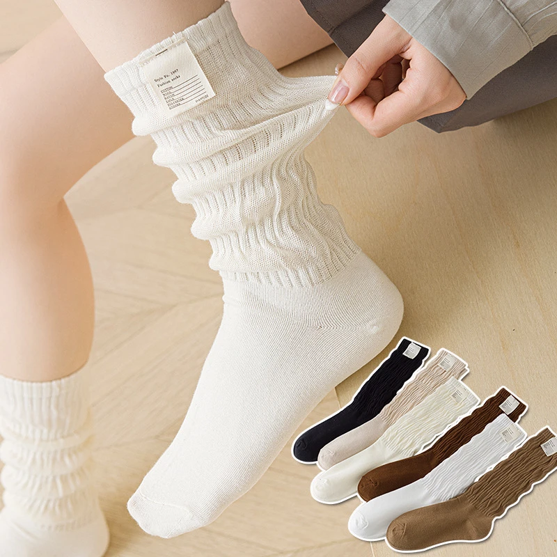 袜子美拉德布标棉质日系中筒袜长筒女生扭扭袜ins潮堆堆袜子