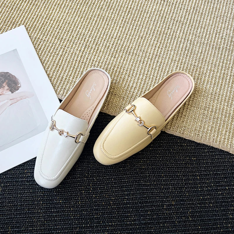 2025新款气质外穿包头拖真皮英伦风懒人一脚蹬百搭舒适穆勒鞋