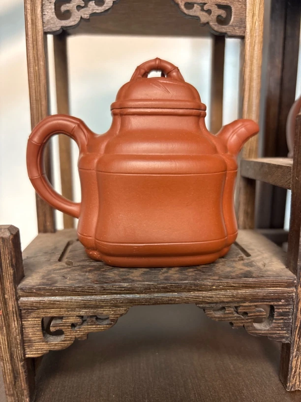 原矿朱泥半手工260CC左右四方竹鼎泡茶壶茶具